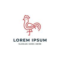 Rooster modern logo red animal vector