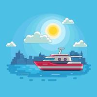 Summer vacation with ship illustration vector design