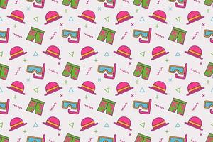 Beach fun cartoon seamless pattern design vector