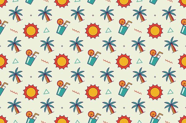 Beach fun cartoon seamless pattern design