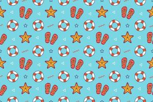 Beach fun cartoon seamless pattern design vector