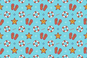 Beach fun cartoon seamless pattern design vector