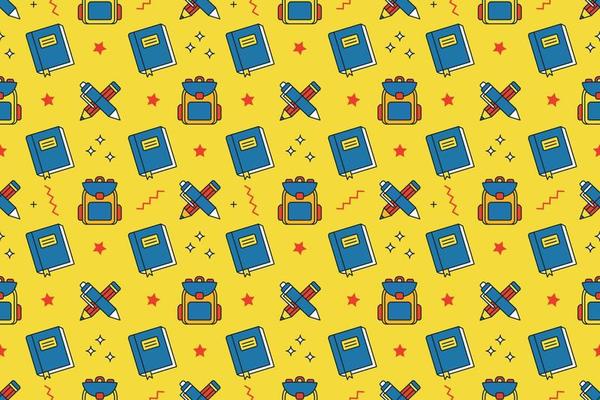 School kids fun cartoon seamless pattern design