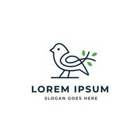 Modern bird logo with leaf on tail vector