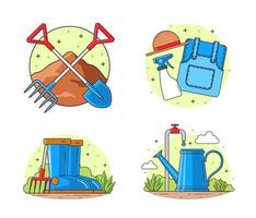 conjunto de colección de diseño de vector de ilustración de jardinería