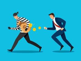 man catching thieves. vector illustration