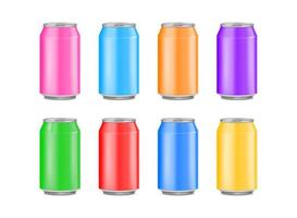 Aluminum cans mock up presentation design. Realistic isolated on white background. Template for beer, alcohol, soda, energy drink. 3D Vector EPS10.