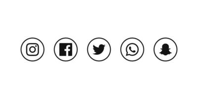 logotipos de instagram, facebook, twitter, whatsapp y snapchat. iconos de redes sociales para marketing. vector