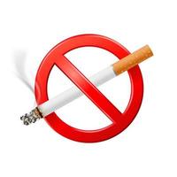 Forbidden no smoking red sign isolated on white background. Dangers of smoking. Smoking effect on lung with people around and family. World No Tobacco Day. 3D vector Illustration.