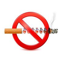 Forbidden no smoking red sign isolated on white background. Dangers of smoking. Smoking effect on lung with people around and family. World No Tobacco Day. 3D vector Illustration.