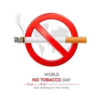 World No Tobacco Day. Forbidden no smoking red sign on white background. Dangers of smoking effect on lung with people around and family. Isolated 3D vector Illustration.