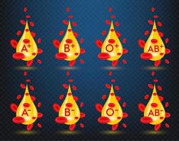 concepto de estructura de ciencia médica de sangre roja y plasma amarillo. glóbulo y sus componentes plasma realista con ilustración vectorial 3d. sobre un fondo translúcido. vector