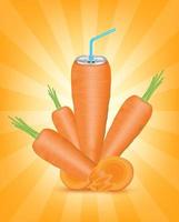 Refresco de jugo de zanahoria fresco con tapa de lata de aluminio y paja para beber. aislado en un fondo naranja. concepto de bebida de fruta saludable. ilustración vectorial 3d realista eps10. vector