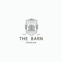 Barn farm line art logo icon design template flat vector