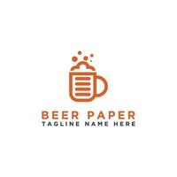 Paper and beer. Logo template. - Vector