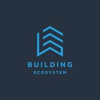 The B E logo design icon for the Property logo and building vector