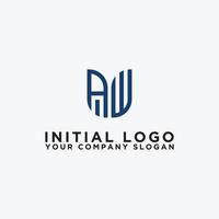 inspiración en el diseño del logotipo para empresas a partir del icono del logotipo de la letra inicial aw. -vector vector