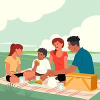 picnic familiar interracial vector