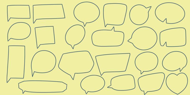 Twenty three Hand drawing doodle speech bubble set. Hand Drawn Comics