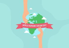 world humanitarian international day  with earth globe on two hands vector