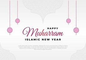 Islamic new year, happy muharram festival greeting card background. vector