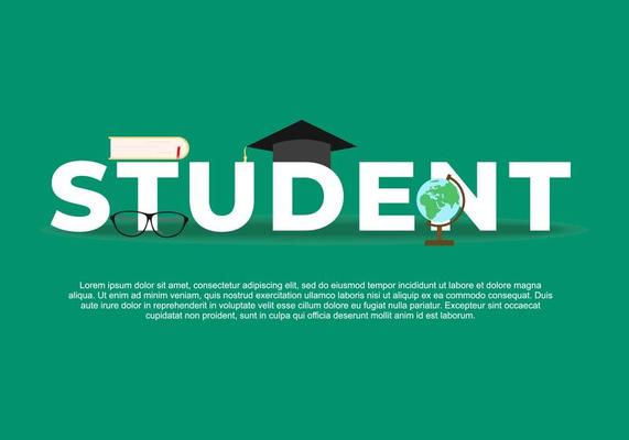 Student international day big book, graduation hat and globe