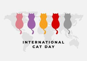 fondo para el día internacional del gato el 8 de agosto con cinco gatos vector