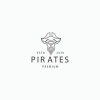 vector plano de plantilla de diseño de icono de logotipo de arte de línea pirata