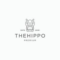 Flat vector The hippo line logo icon design template