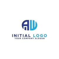 inspiración en el diseño del logotipo para empresas a partir del icono del logotipo de la letra inicial aw. -vector vector