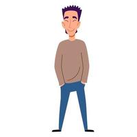 an Asian man with his hands in his pockets. Vector illustration