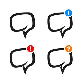 iconos de cuadro de burbuja de notificación, ilustración de vector de burbuja de mensaje, burbuja de conversación, iconos de comunicación, iconos de notificación, señales de notificación de medios sociales