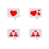set of hearts, set of icons, love icon, notification icon, set of hearts icon vector