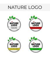 eco friendly logo, nature logo, leaf logo, badge nature logo, circular twigs and leaves vector