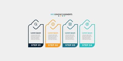 vector de plantilla de diseño infográfico empresarial moderno con iconos y 4 opciones o pasos. se puede utilizar para diagramas de proceso, presentaciones, diseño de flujo de trabajo, banner, diagrama de flujo, gráfico de información. eps10 vector