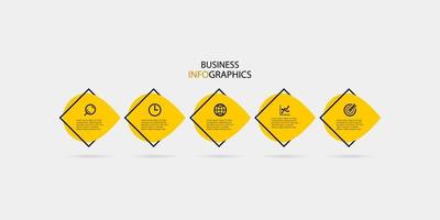 vector de plantilla de diseño infográfico empresarial moderno con iconos y 5 opciones o pasos. se puede utilizar para diagramas de proceso, presentaciones, diseño de flujo de trabajo, banner, diagrama de flujo, gráfico de información. eps10