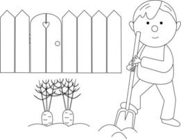 Boy in the garden vector illustration