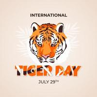 día internacional del tigre con ilustración de cabeza de tigre sobre fondo aislado vector