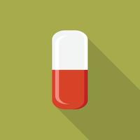 Medicinal tablet, capsule, in flat cartoon style vector illustration.