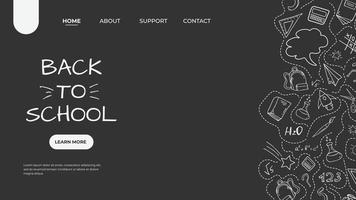A landing page for schools and other educational institutions. Doodle style illustrations of school supplies. Web banner template for website, landing page. Vector. vector
