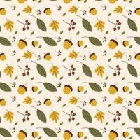 Seamless pattern with Autumn Leaves and Acorns vector