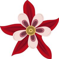 Winky double red white flower vector art for graphic design and decorative element