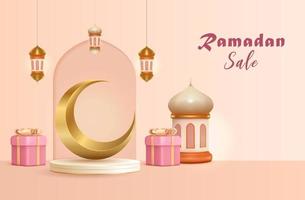 fondo ramazan con luna creciente. promoción de banner de venta de ramazan. vector