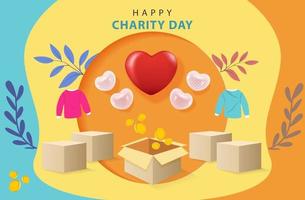 Flat design international day of charity concept vector