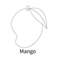 frutas fáciles para colorear para niños y niños pequeños mango vector