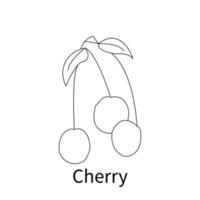 Easy Fruits Coloring Pages for kids and toddler cherry vector