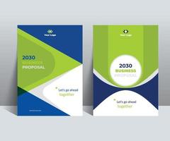concepto de diseño de portada corporativa de propuesta de negocio verde azul apto para proyectos multipropósito vector