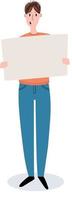 Young man protest. Picket. A man with a poster. Flat vector illustration.