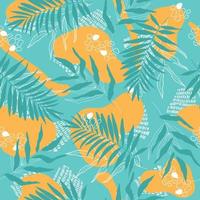 Summer abstract square seamless pattern with leaves. Vector fashionable background.