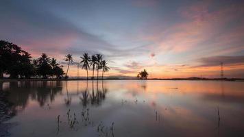 Time lapse dramatic cloudscape over coconut trees and electric tower. video